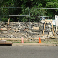 Dry stone wall restoration, 1840-era wall on the historic Perkins Estate, Summit County Historical Society, Akron, OH.