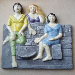 Mütter, Relief, Terrakotta glasiert, H27xB27xT3cm