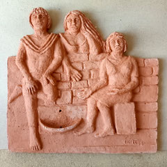 Brunnen, Relief, Terrakotta geschrüht, H27xB27xT3cm