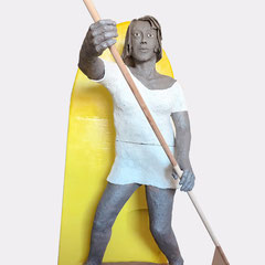 stand up paddling II, Terrakotta, Engobe, h140 