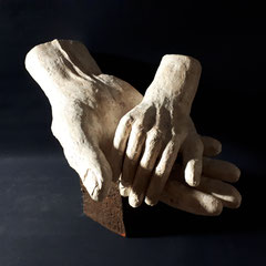 Hände, Terrakotta glasiert, H30cm