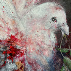 Detail Friedenstaube, Acryl auf Leinwand, 120 x 80 cm, 2023