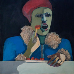CURRYWURSTLADY   1972  EITEMPERA 81 x 70 cm 
