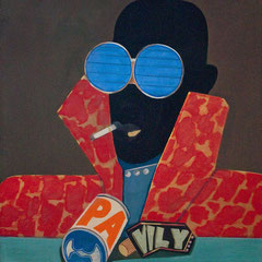 BLACK HEAD A.A.  1970  EITEMPERA 70 x 70 cm