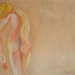 AKT MIT BLUME  1966  EITEMPERA 115 x 135 cm 