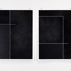 Donkere Verlatenheid #35 en # 36, Alkyd en houtskool op papier, 105 x 75 cm (2021)