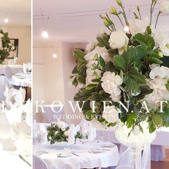 Blumendekoration für Hochzeit weiß- grün