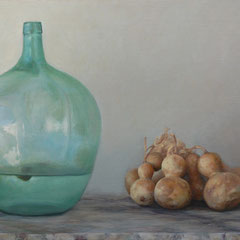 Calabazas, Oil on canvas mounted on panel, 39 x 27 inches.