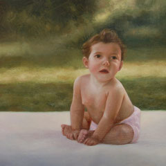 Silvia, Oil on canvas mounted on panel, 39 x 27 inches. 