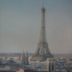 Paris, Oil on canvas mounted on panel, 39 x 27 inches.