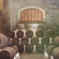 Botas de Manzanilla, Oil on canvas mounted on panel, 24 x 31 inches.