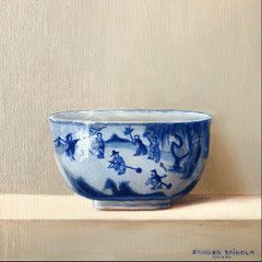 Azul y Blanco Tarro, Oil on panel, 6 x 6 inches.