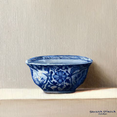 Azul y Blanco Tarro, Oil on panel, 6 x 6 inches.