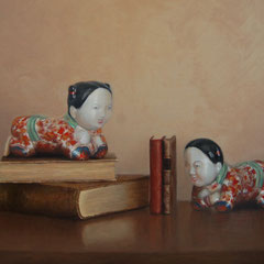 Chinas, Oil on canvas mounted on panel, 24 x 31 inches.
