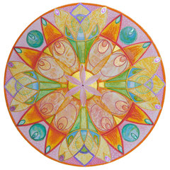 Mandala Vitrail (aquarelle sur papier, encadré 30x30 cm - 80 - 60€) - © B. Dupuis