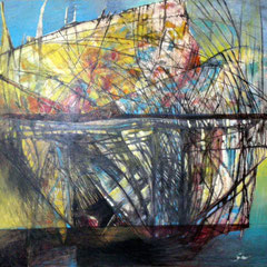 bateau jaune - 81 x 80 cm