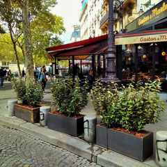 Jardinières en acier CORTEN pour ce restaurant