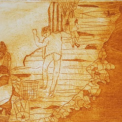 Am Mekong I, 2017, Tetra-Pak-Radierung, 8,8 x 21,5 cm, 10 Auflagen