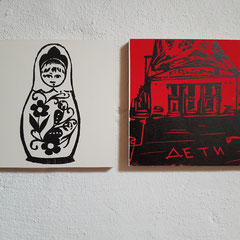 Two Faces VIII, 2022/2023, woodcut, each 15 x 15 cm