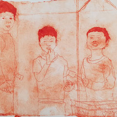 Nong Sepon VI, 2021, Tetra-Pak-Radierung, 11,9 x 20,5 cm, 10 Auflagen