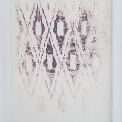 network - sinh I, 2020, woodcut on mosquito net and paper, 50 x 40 cm