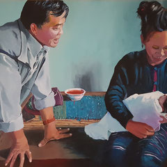 Der Besucher, 2018, Acryl auf Leinwand, 80 x 100 cm