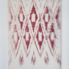 network - sinh III, 2020, woodcut on mosquito net and paper, 50 x 40 cm