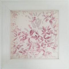 network - garden II, 2020, woodcut on mosquito net and paper