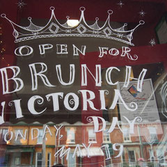 5:06pm finished write on the restaurant's window for Victoria day