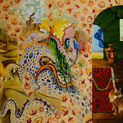 Die Division der Visionen, Acryl, Mixed media on canvas , 145x175 cm, 2023