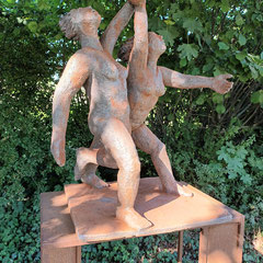 Performance II,Terrakotta, Tonmehl, reduziert gebrannt, H59xB49xT37cm