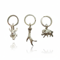 besondere Schlüsselanhänger aus Silber mit Jagdmotiven