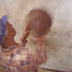 Hammons balling art in studio stairway