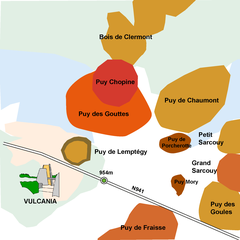 d'après la carte du fascicule "Volcanologie de la Chaîne des Puys" ed 2017