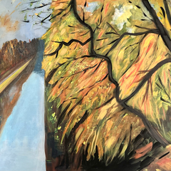 Herbst am Kanal, 60 x 80 cm, Acrylfarben auf Keilrahmen, datiert und signiert 2024