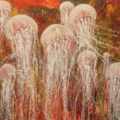 jellyfish, mixed media, Leinwand, 100x80 cm, 2018