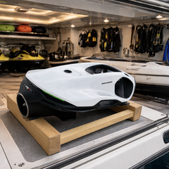 Seabob F9 on cradle in yacht garage