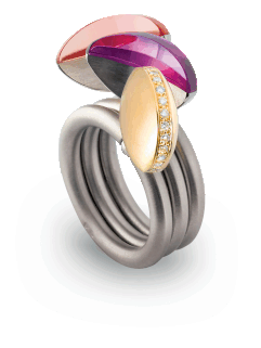 Ring combinatie van drie ringen met  "Arco Farbe" & "Napoleon Brillant"