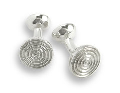 silber Manschettenknöpfe wellen ringe kreise round cufflinks circles rings