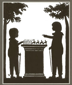 Prinz Wilhelm und Prinz Friedrich Wilhelm spielen mit Zinnfiguren / Potsdam 1803