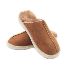 chaussons pantoufles fourrées mules cambridge en peau d'agneau mouton mérinos naturel vrai fourrure laine fourré cuir rose beige marron extérieur semelle resistante souple respirante chaude antidérapante only mouton pas cher