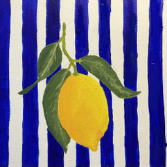 Tijdens de creatieve moeder dochter schilderworkshop in Breda hebben moeder en dochter samen een mooi schilderij van een vakantieherinnering gemaakt. Wat resulteerde in dit prachtige schilderij met een citroen.