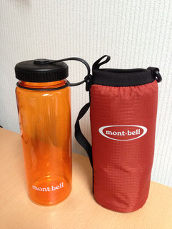 ②水筒(モンベル0.75L)とサーモカバー