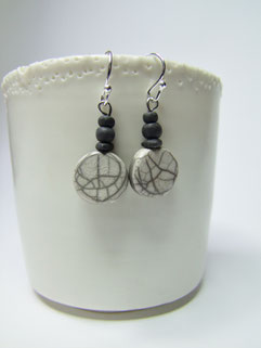 Boucles d'oreilles céramique raku craquelées
