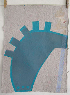 "o.T" 2011 linocut on handmade paper