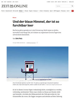 Manuela Deigert über mich Bericht über Corona in der Zeit Online mit meinem Bild Strandturm von Langeoog als Illustration 