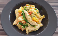 Schnelles Hähnchen Curry Edelstahl Antihaft-Wokpfanne Deckel Pampered Chef