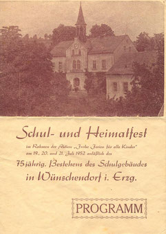 Bild: Programm Wünschendorf Schulfest1952