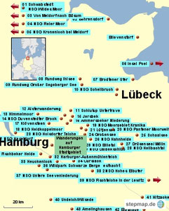 Bild: Wanderrouten in Norddeutschland