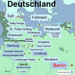 Bild: Karte mit den Kurztrips in Deutschland